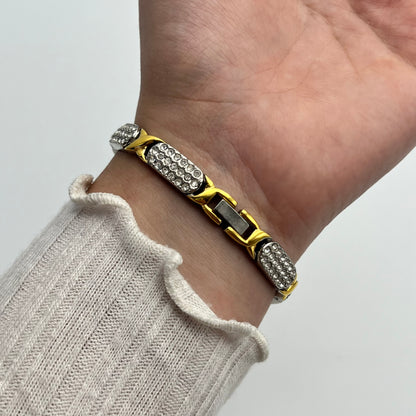 Two-Toned Watch with Diamanté Strap