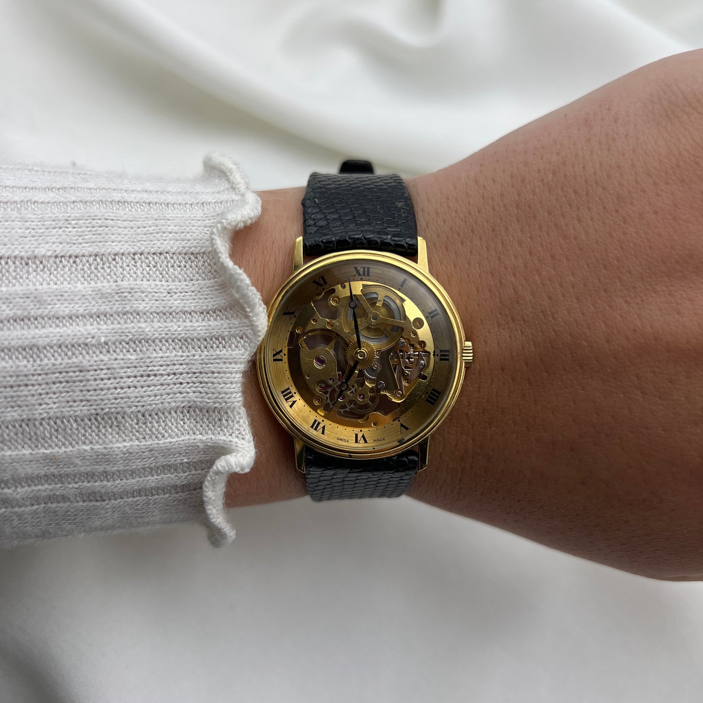 Rare Bucherer Skeleton Lizard Strap Watch