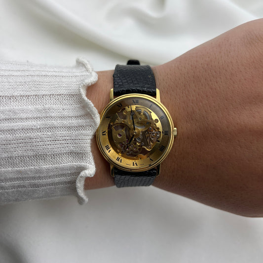 Rare Bucherer Skeleton Lizard Strap Watch