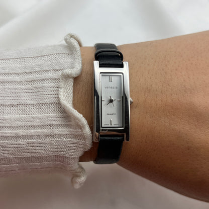 Rectangular Dial Leather Watch