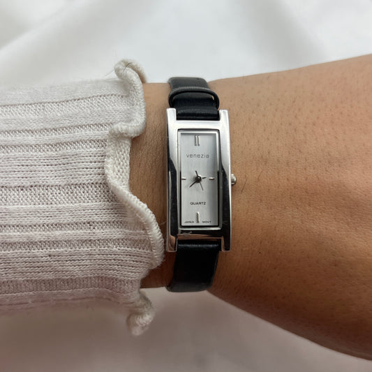Rectangular Dial Leather Watch