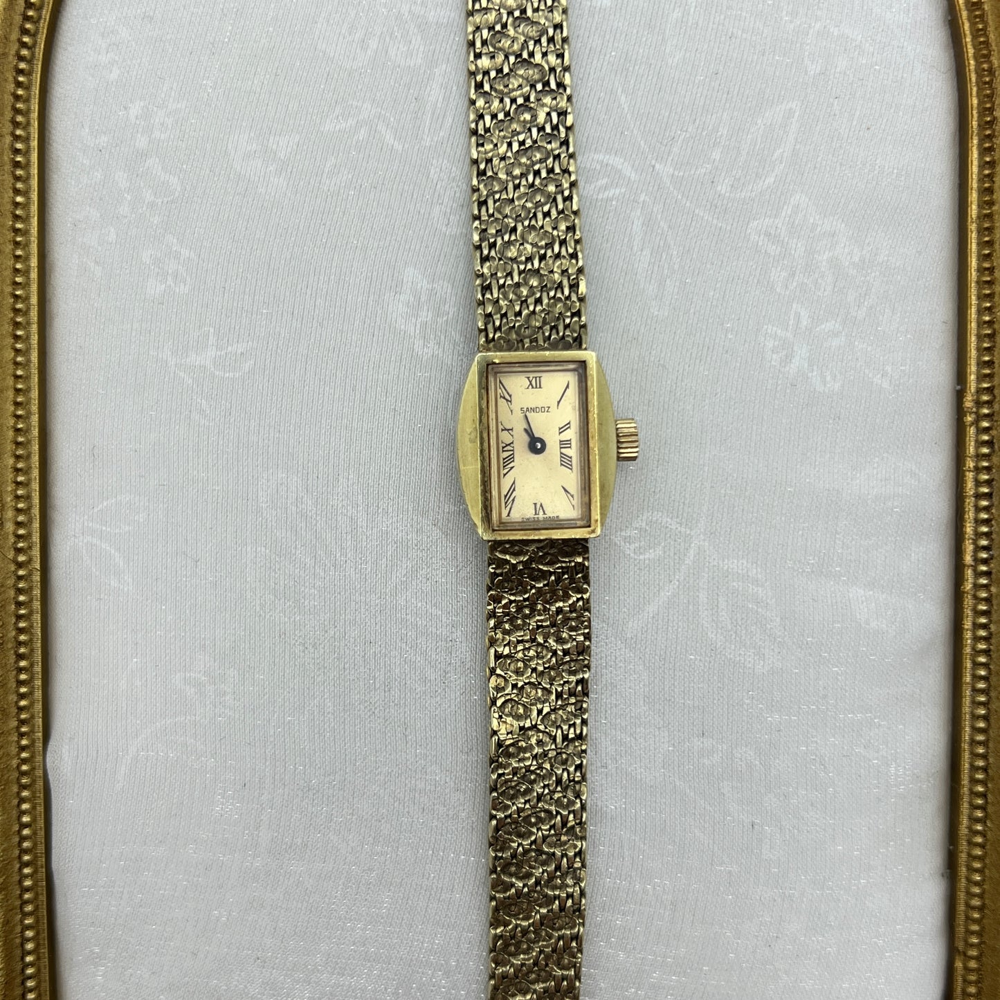Luxury Dainty Gold Nugget Sandoz Watch with Champagne Dial