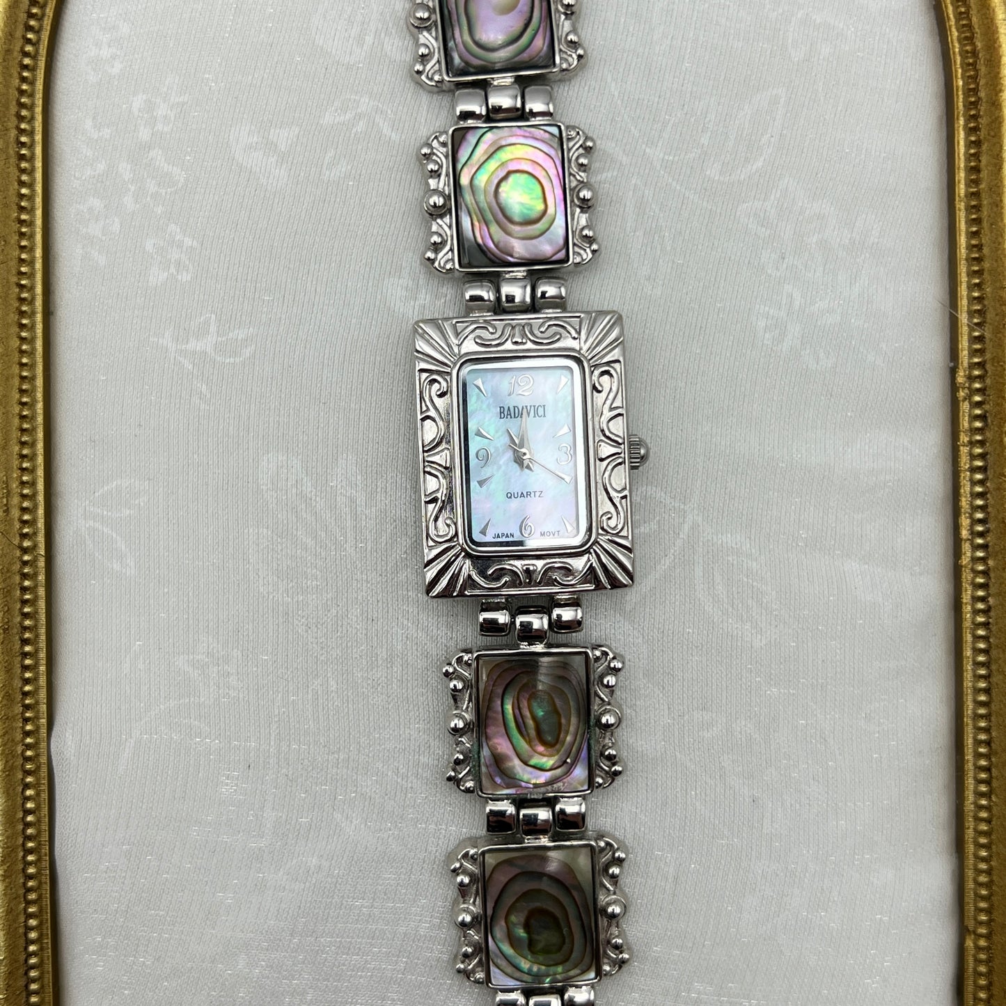 Art Deco Abalone Silver-Tone Watch