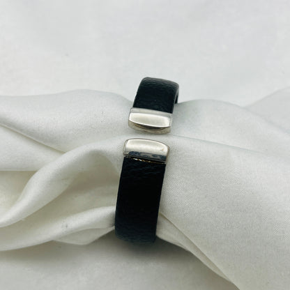 Black Leather Cuff Watch