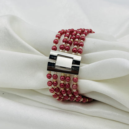 Pink Pearl Flower Gemstone Watch