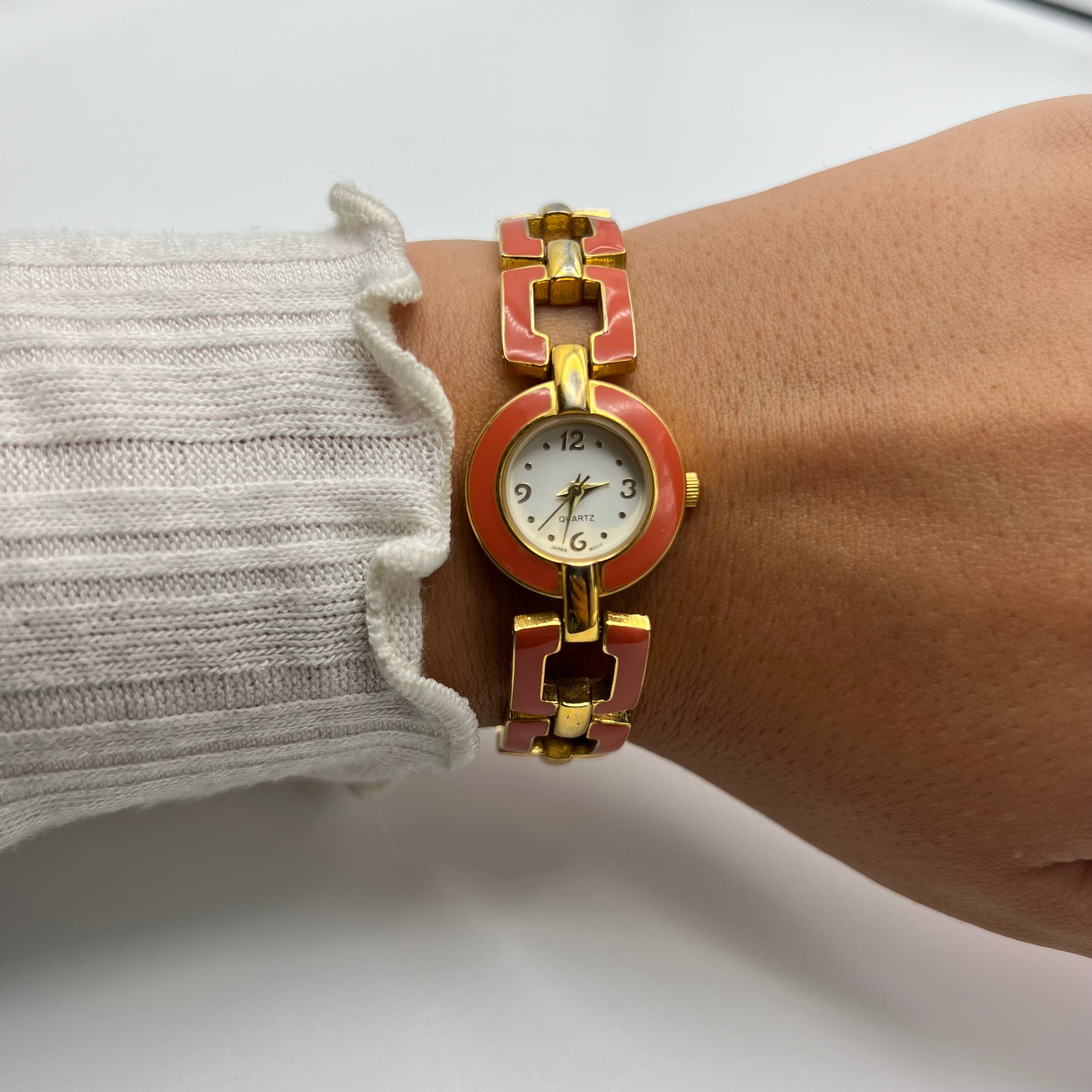 💖 Gold & Peach Toned Watch