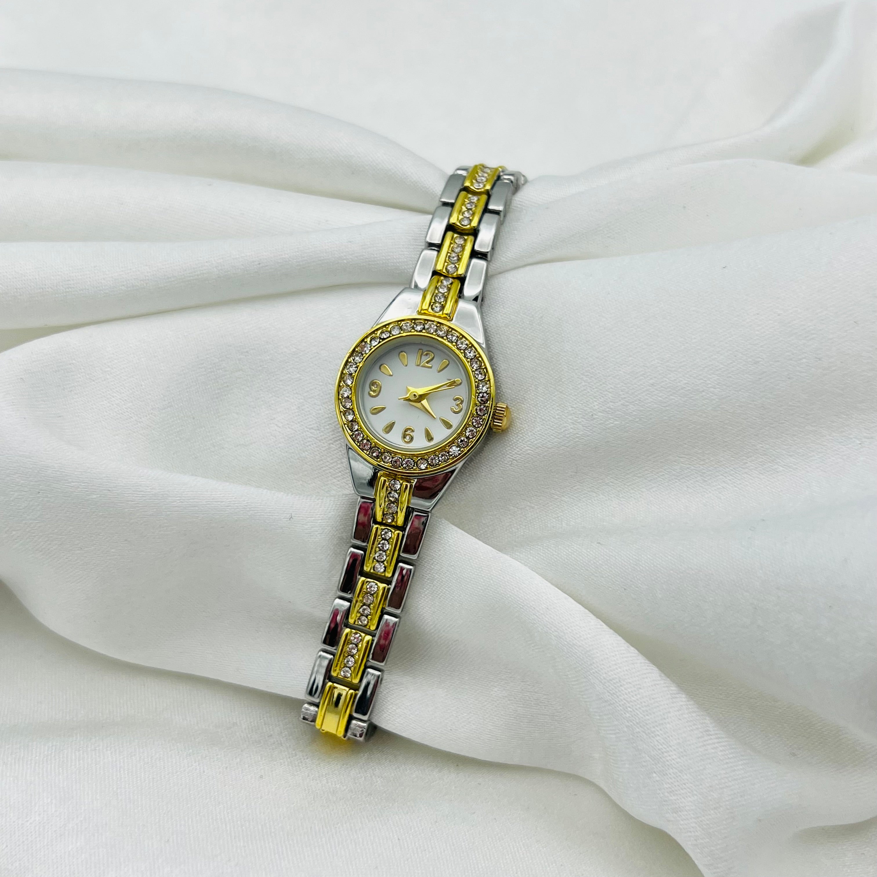 ✨🩶 Dainty Diamanté Two-Toned Watch