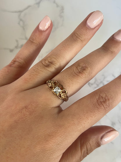 Art Nouveau Square Diamanté Ring