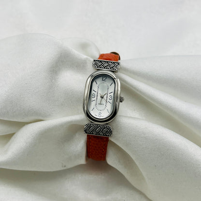 Art Deco Orange Leather Watch