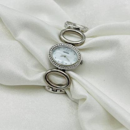 Diamanté Circle Strap Watch