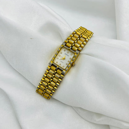 Classic Gold-Toned Tank Watch
