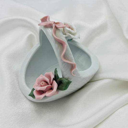 Vintage Coquette Porcelain Trinket Basket