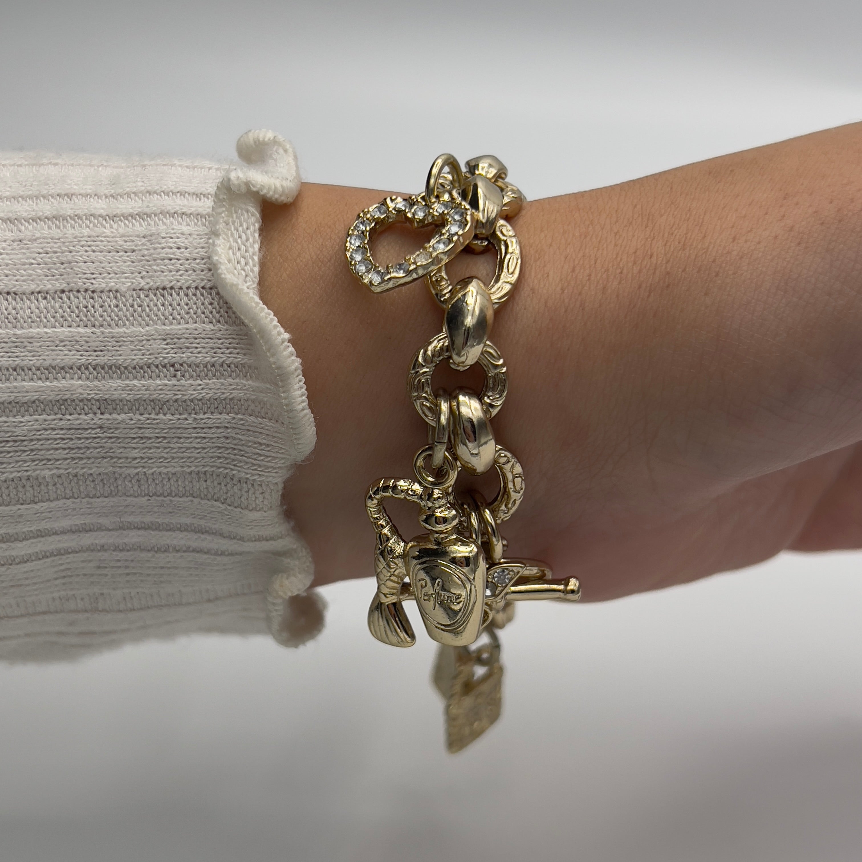 ✨Gold-Toned Charm Bracelet Watch