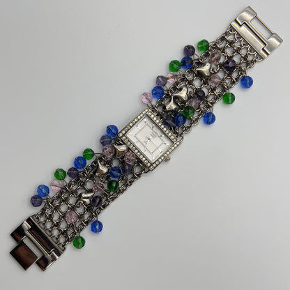 Silver-Toned Watch with Charms