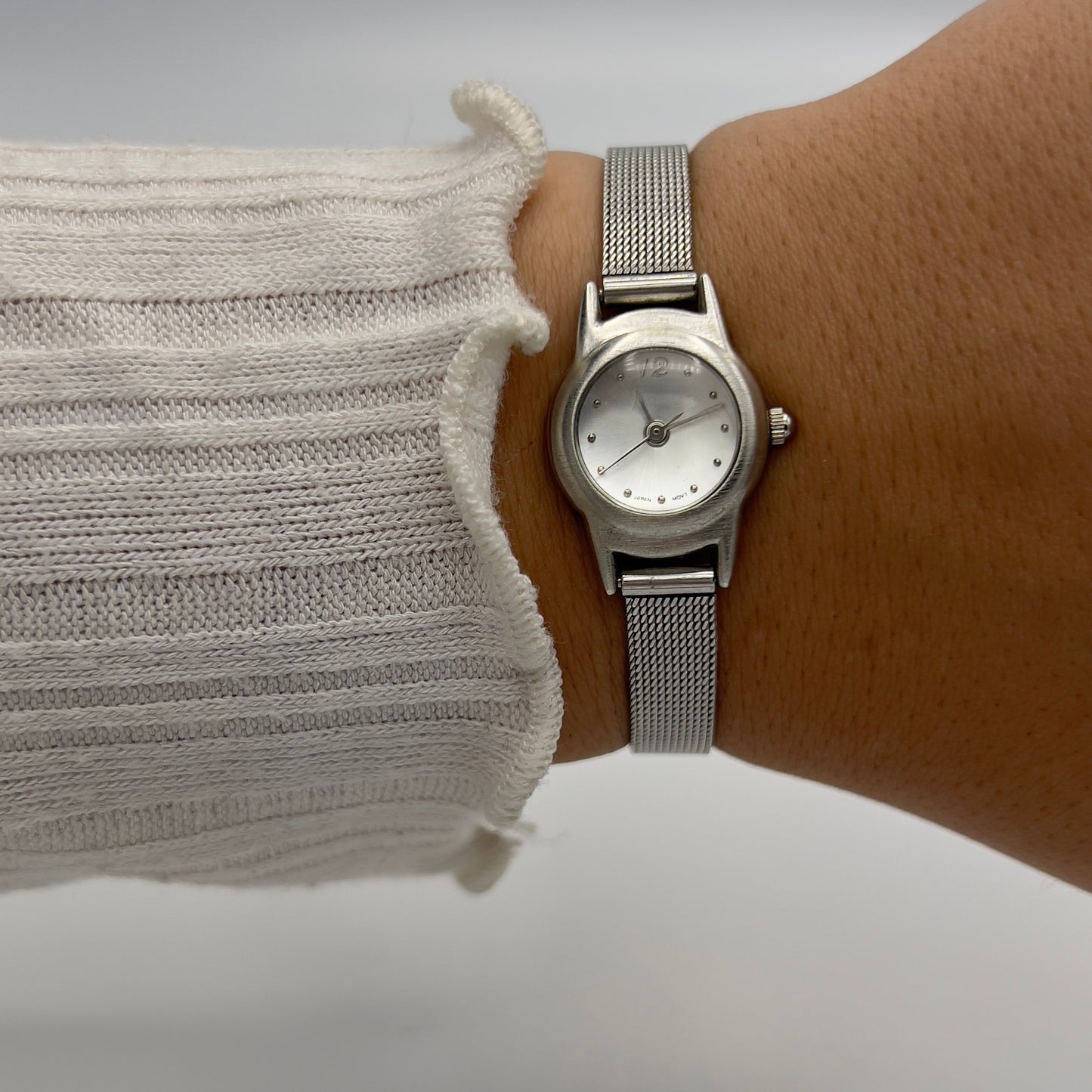 Dainty Edgy Silver-Toned Watch