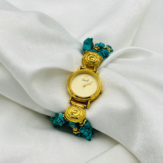 Gold-Toned Turquoise Watch