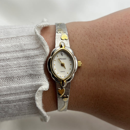 Cute Two-Tone Heart Watch