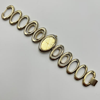 💛 Gold-Toned Watch with Double Circle Detailing