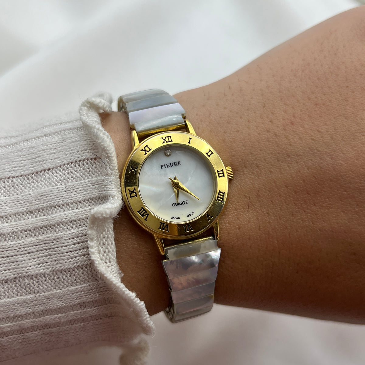 White Shell Gold-Tone Watch