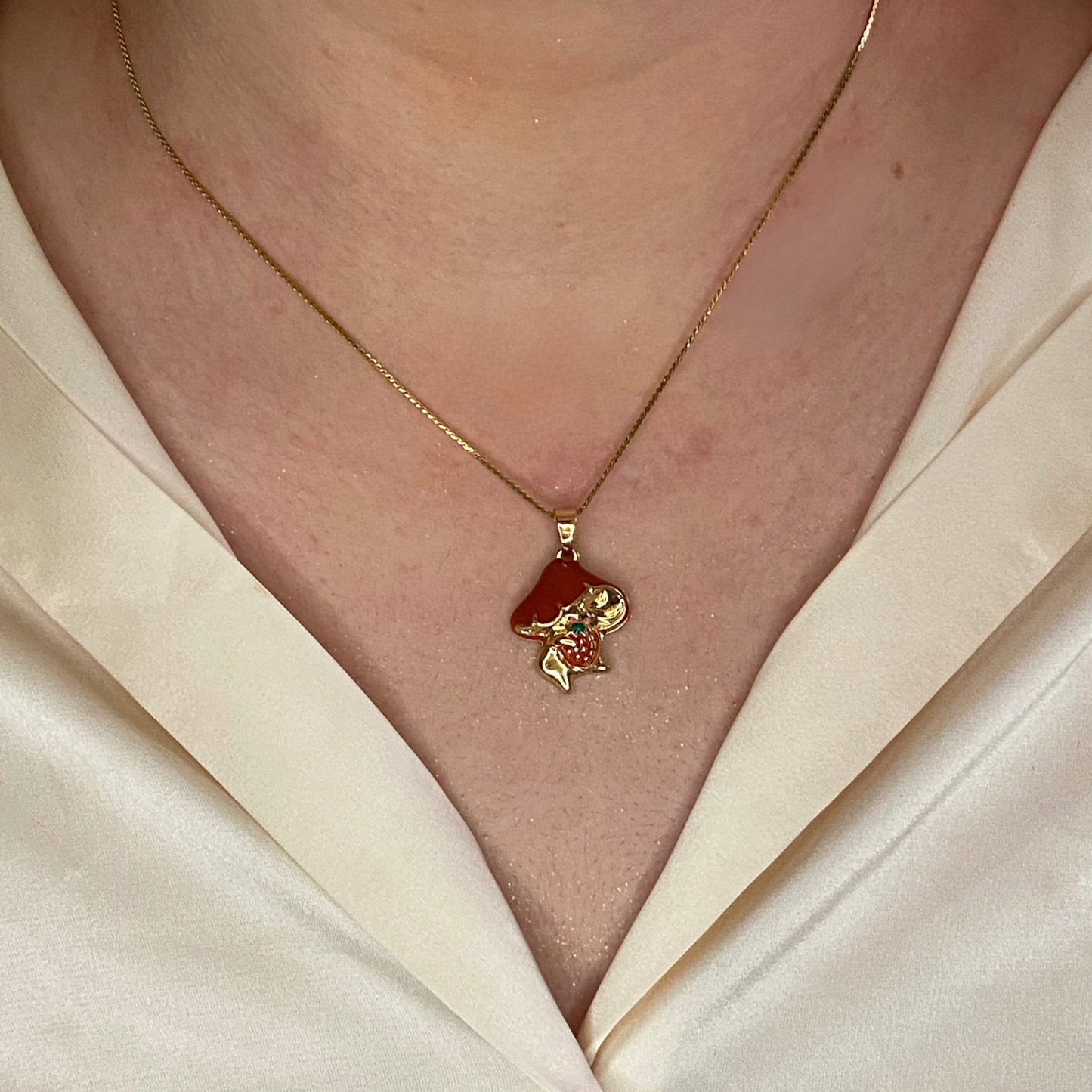Gold-Toned Mushroom with Strawberry