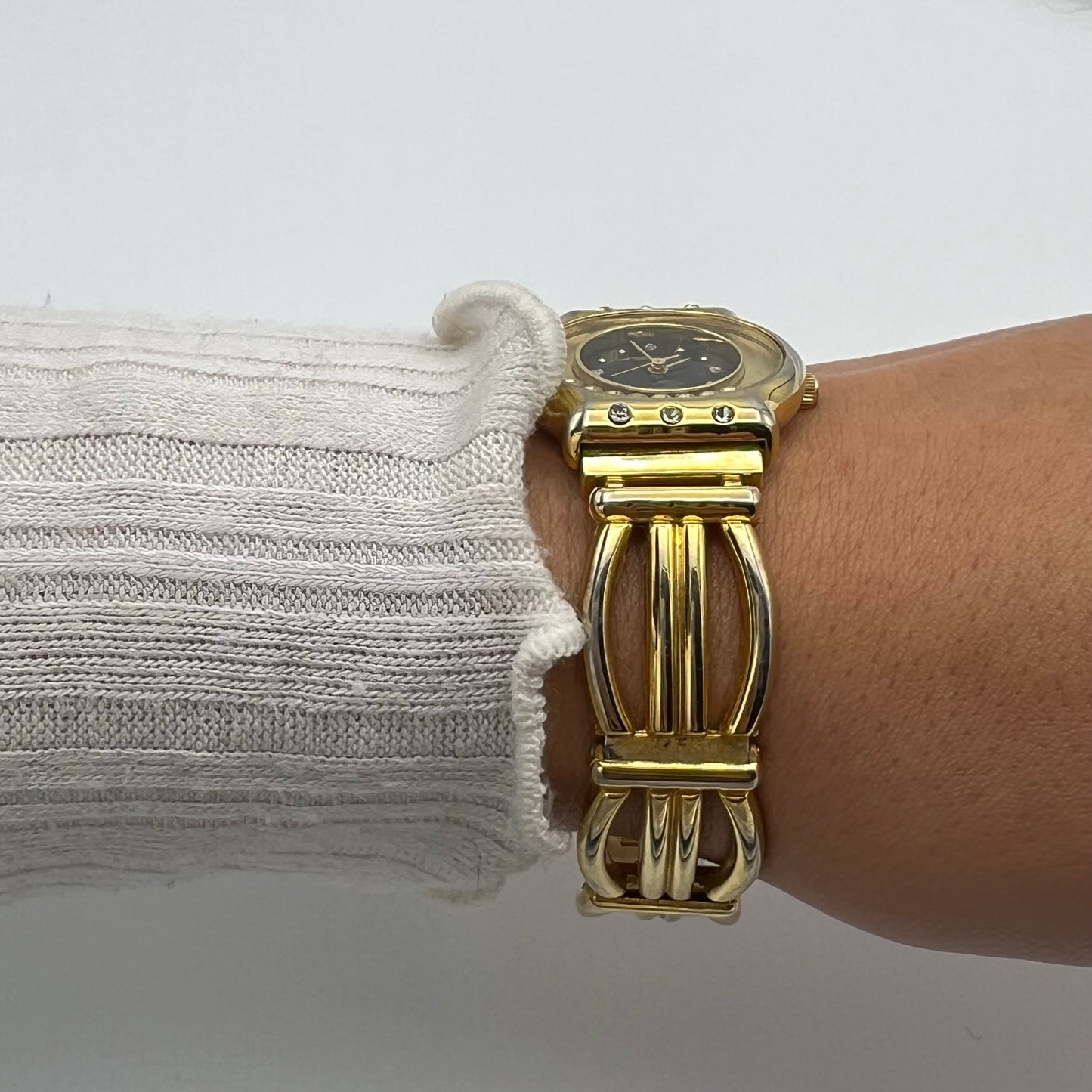 Gold-Toned Diamanté Dial Watch