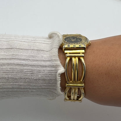 Gold-Toned Diamanté Dial Watch