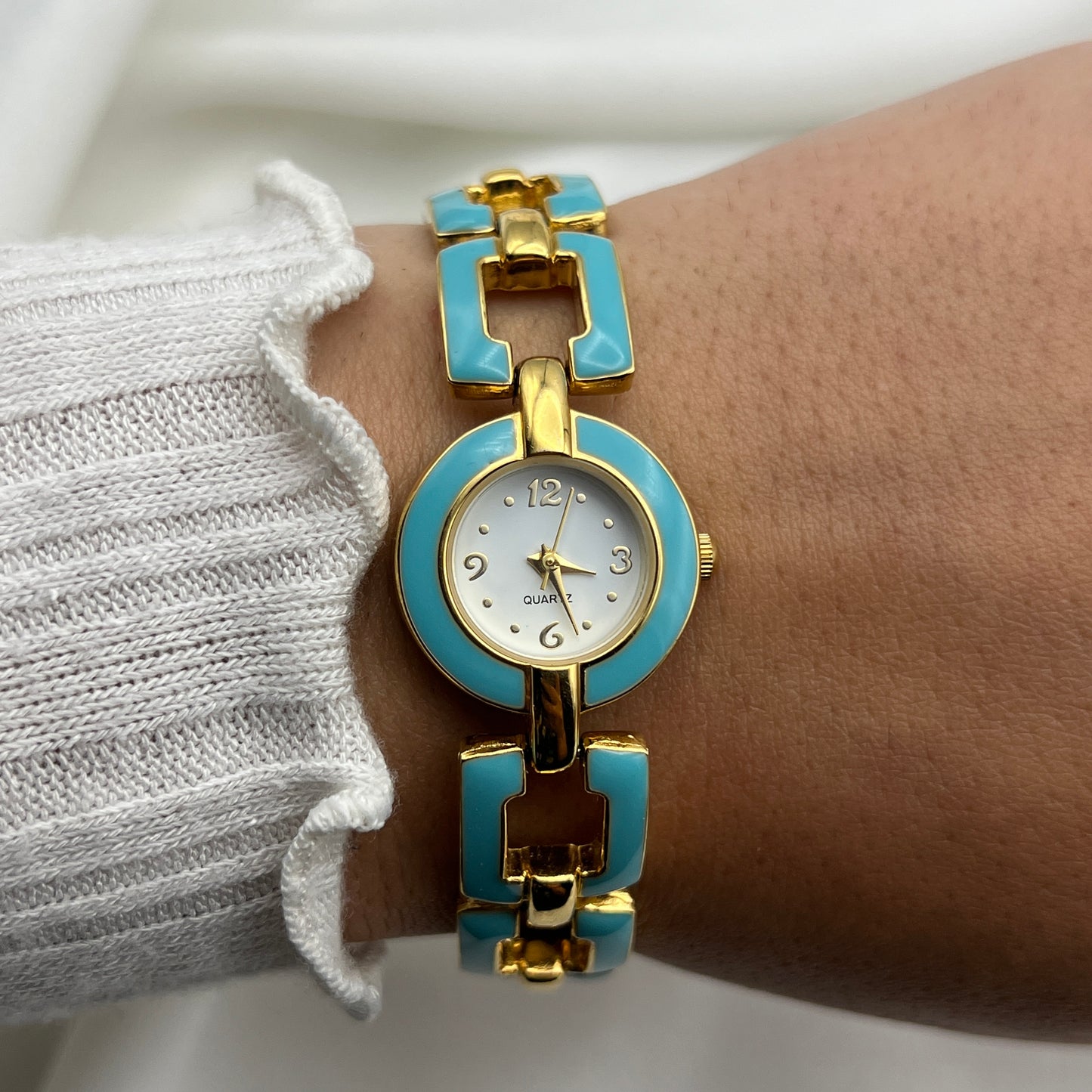 Blue Detailed Gold-Tone Watch