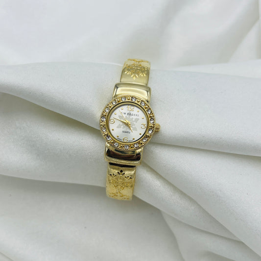 Diamanté Gold-Toned Snowflake Watch