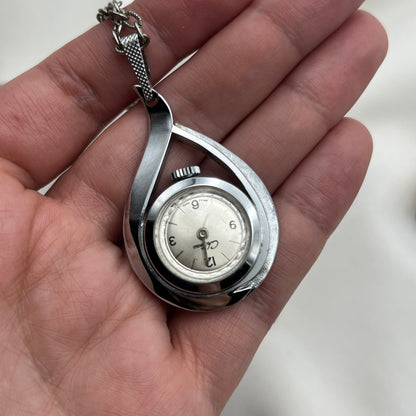 Tear Drop Watch Pendant Necklace