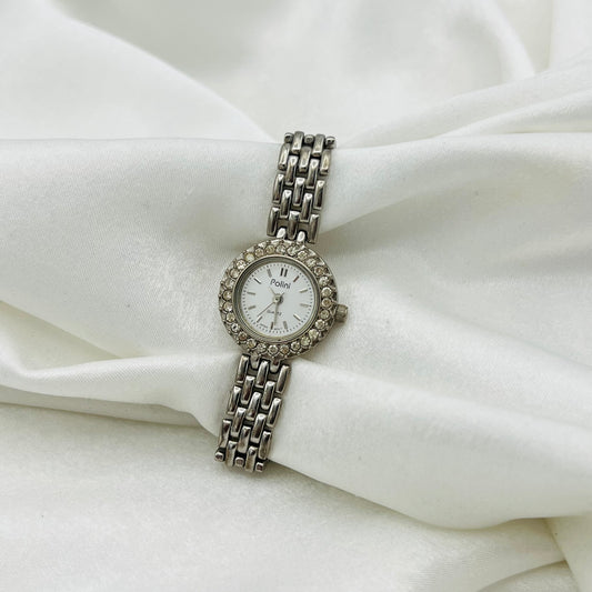 Diamanté Silver-Toned Watch