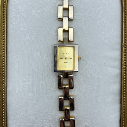 Elegant Gold Tone Rectangle Tank Watch