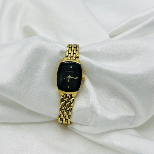 💛 Gold-Toned Watch with Black Dial