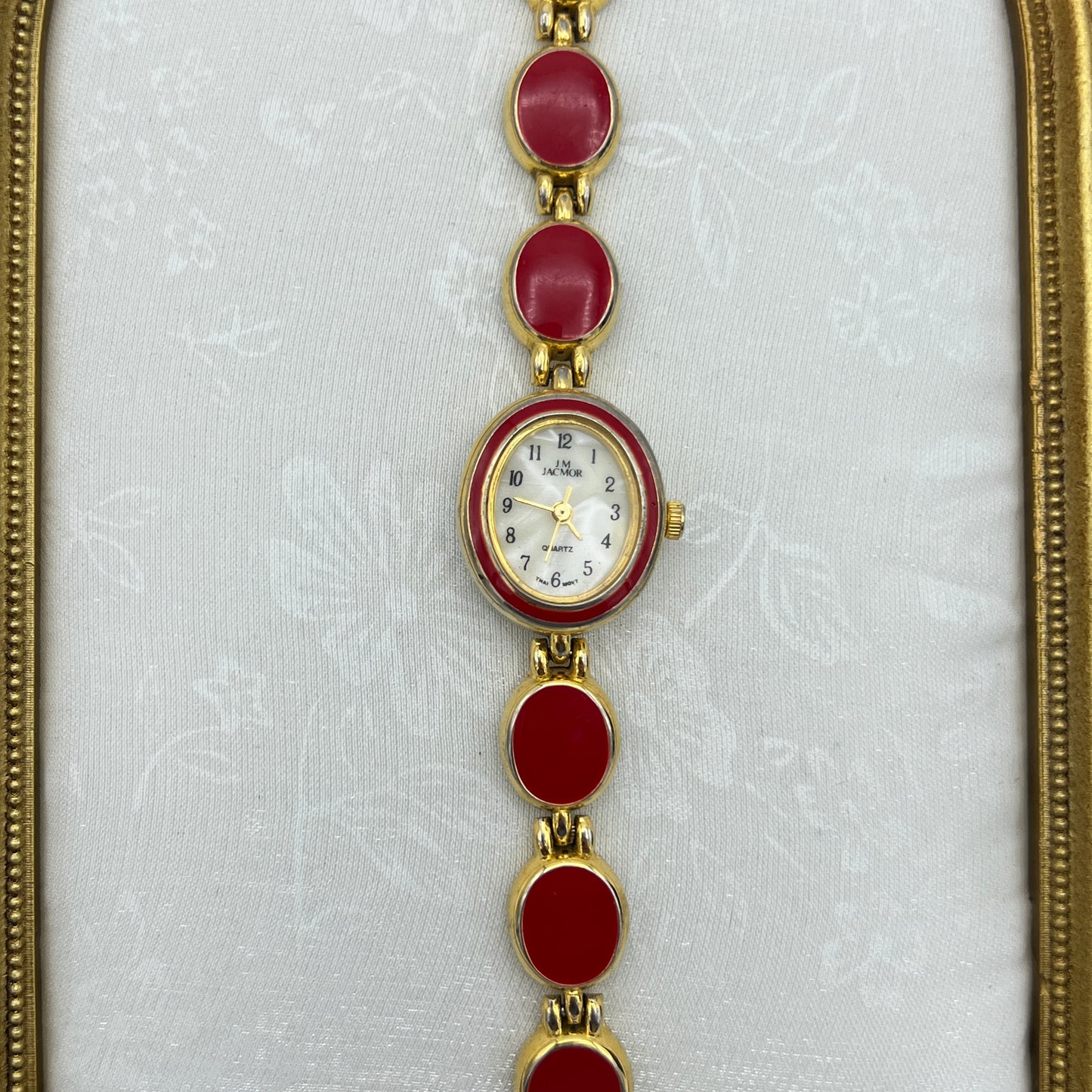 Gold-Tone Red Detailed Watch