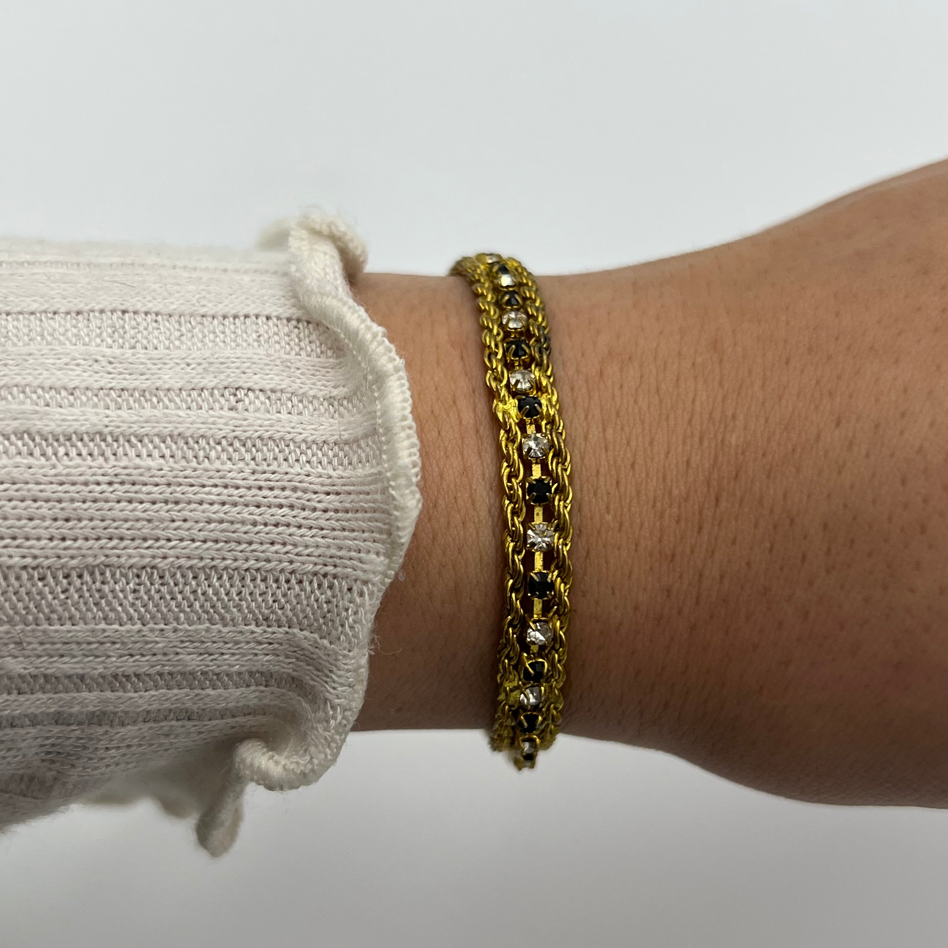 🖤💛 Gold-Toned Bracelet with Black Accents