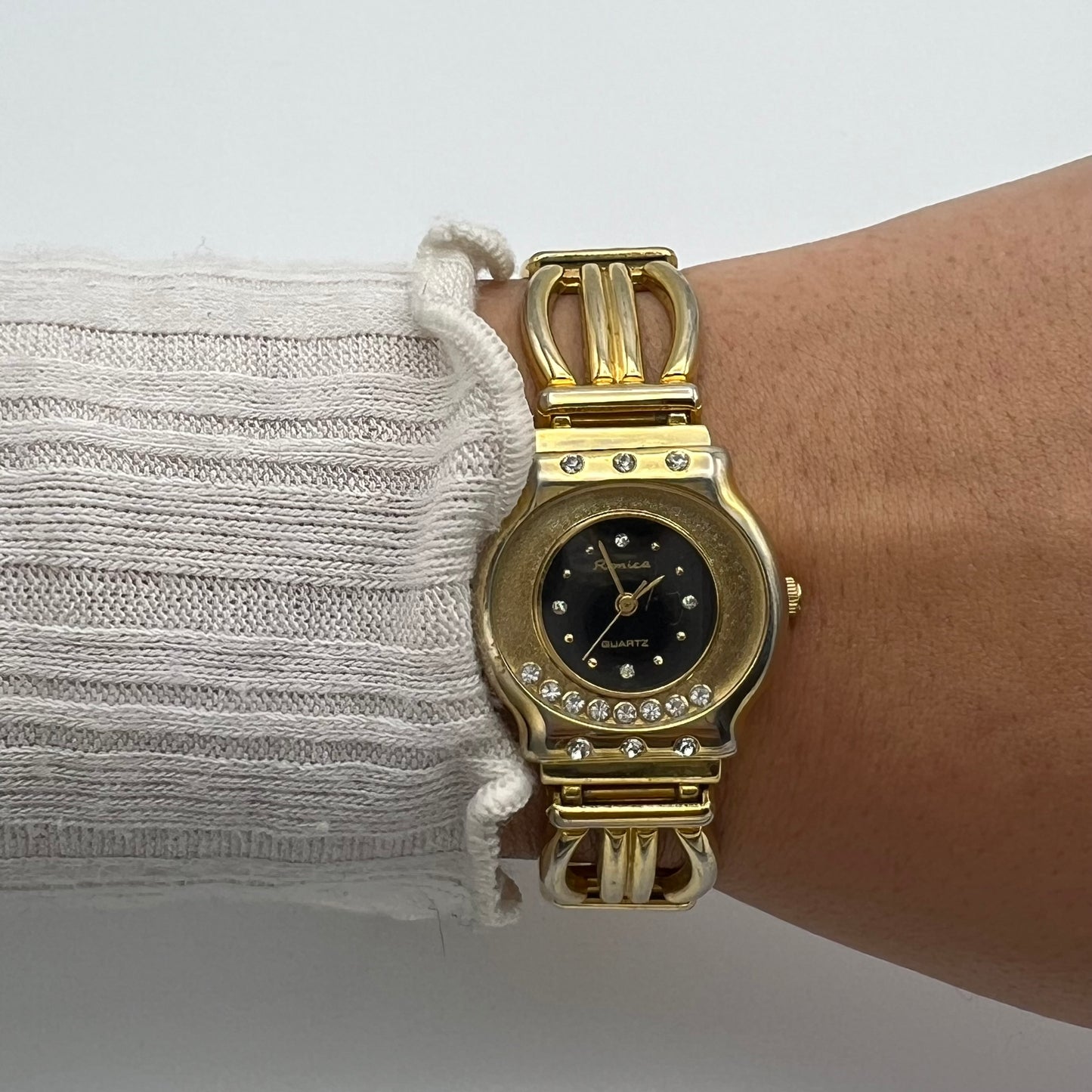 Gold-Toned Diamanté Dial Watch