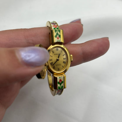 EXTREMELY RARE Swiss Floral Bangle Peek-a-boo Watch