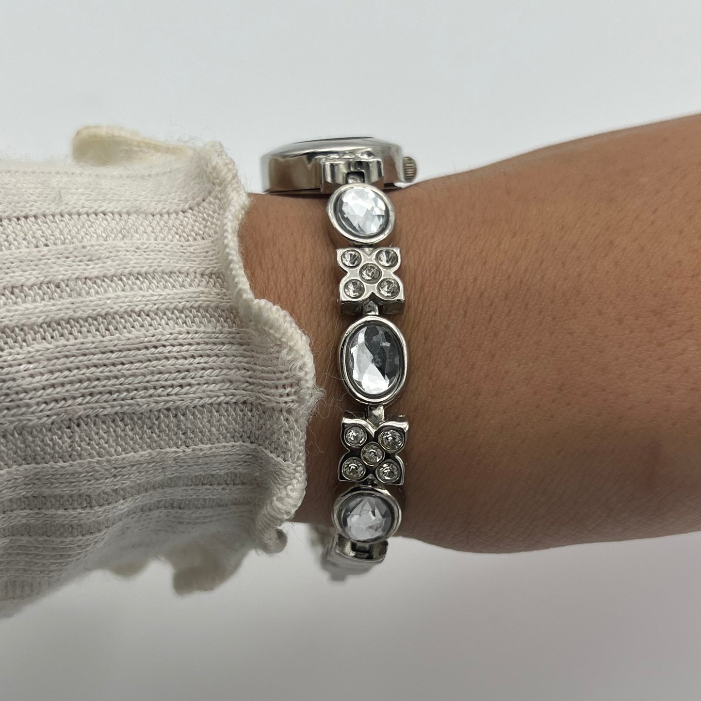 Silver-Toned Gemstone Watch