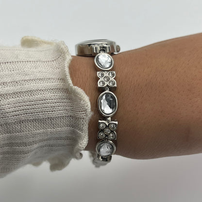Silver-Toned Gemstone Watch