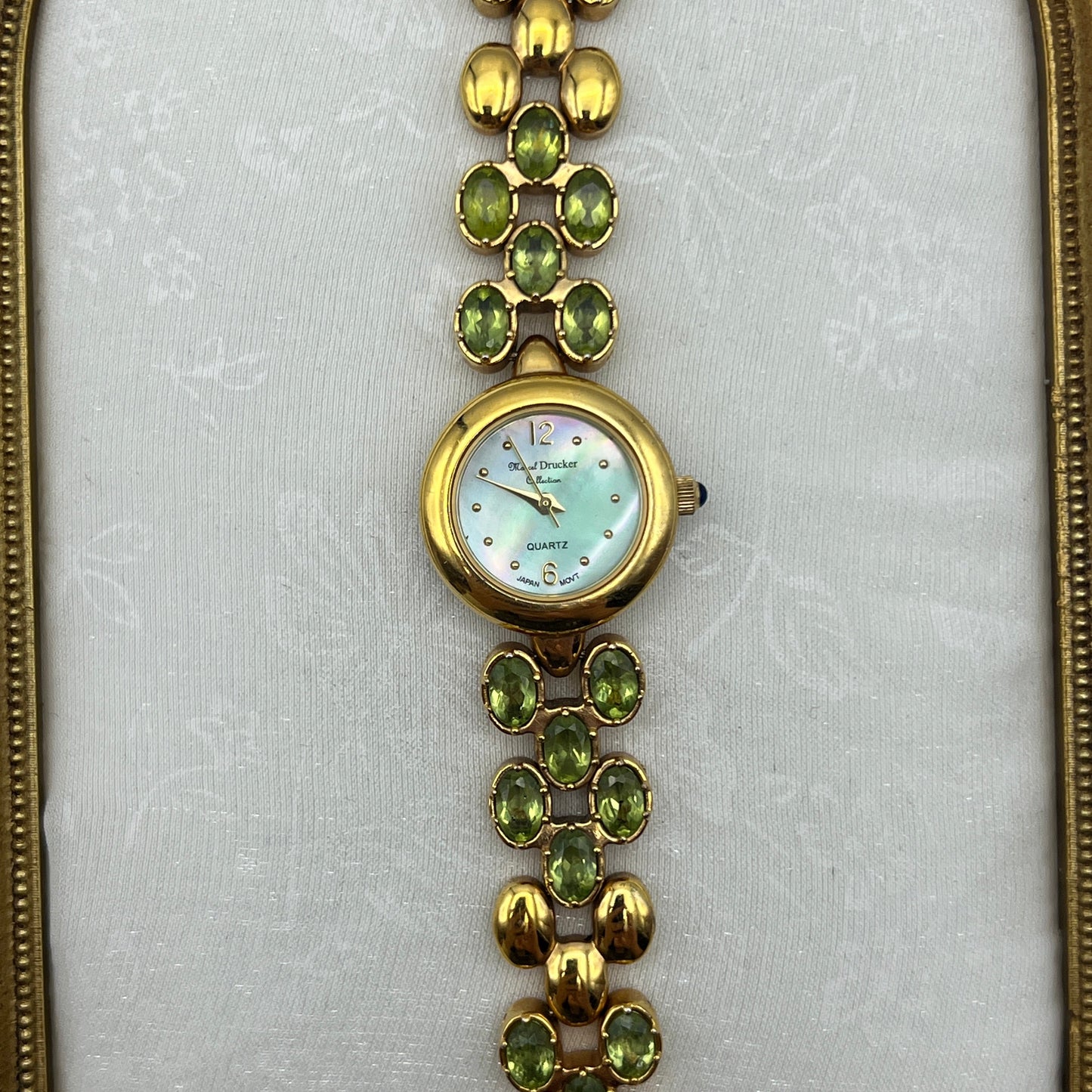 Marcel Drucker Green Gemstone Watch with Royal Blue Jewel Crown