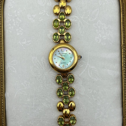 Marcel Drucker Green Gemstone Watch with Royal Blue Jewel Crown