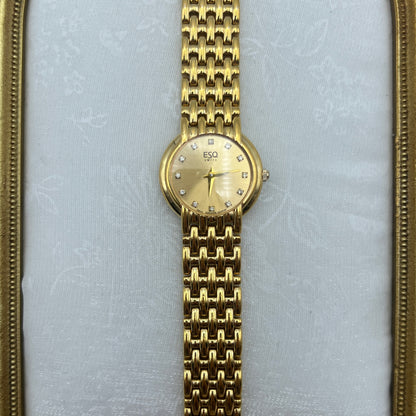 ESQ Diamanté Dial Gold-Tone Watch