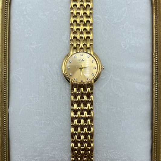 ESQ Diamanté Dial Gold-Tone Watch
