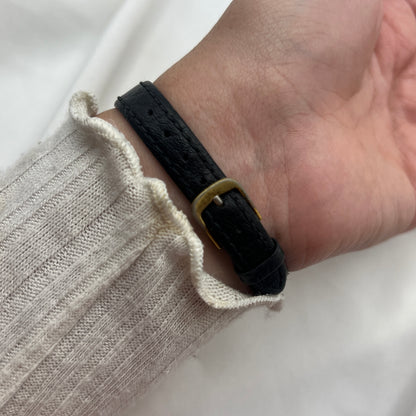 Dainty Black Leather Pulsar Watch