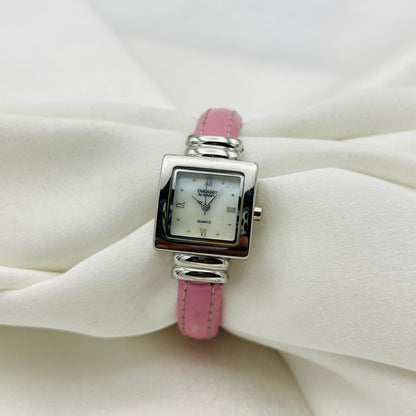 Embassy by Gruen Pink Leather Watch with Mother of Pearl Dial