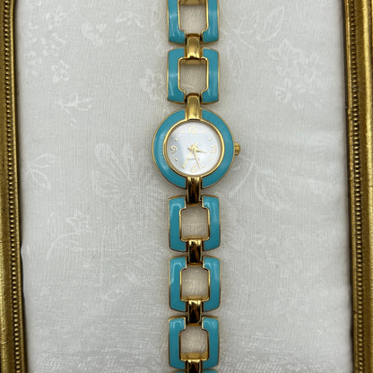 Blue Detailed Gold-Tone Watch