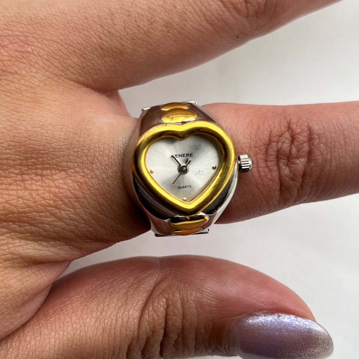 Two-Tone Heart Watch Ring