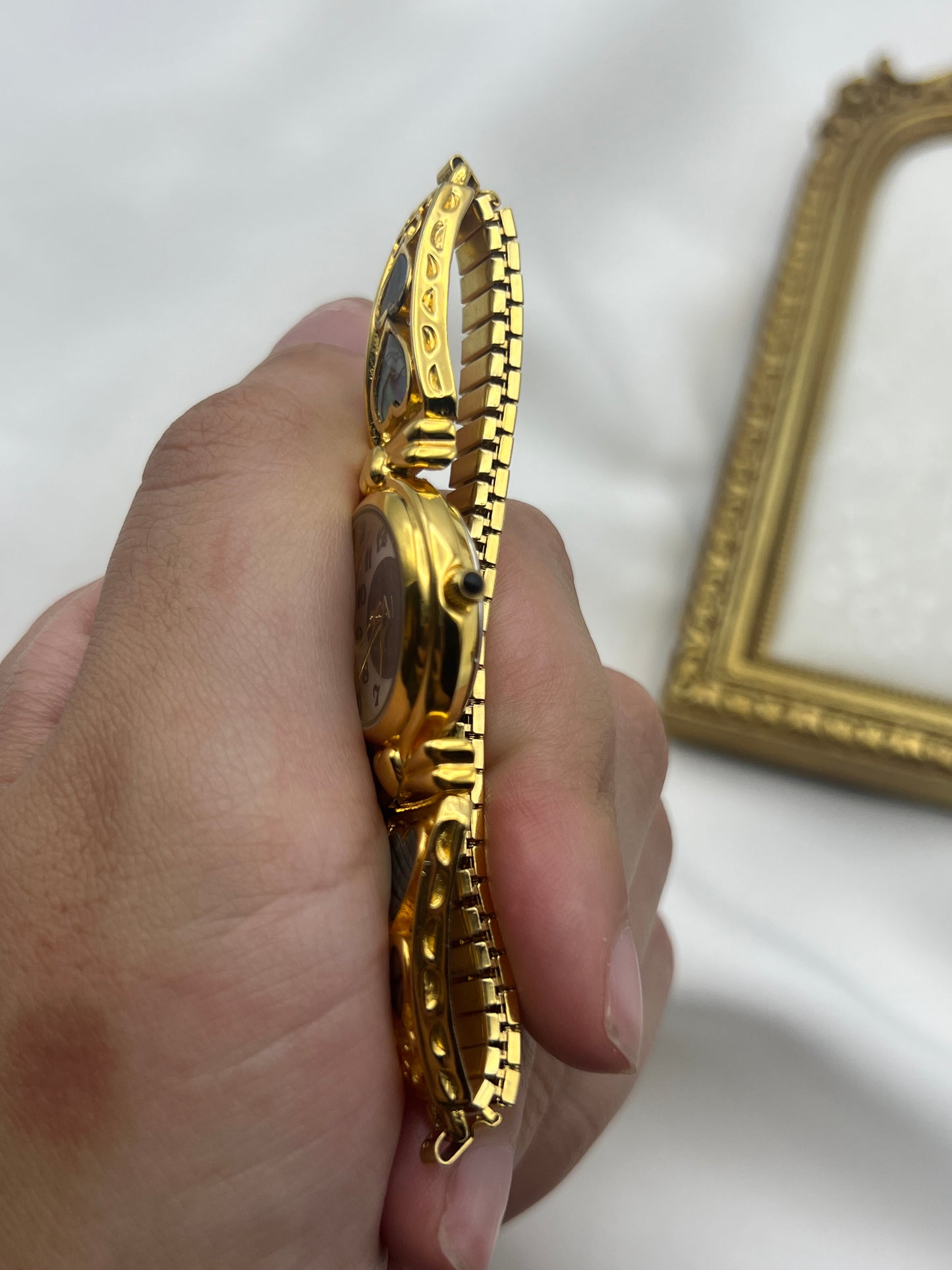 Abalone Gold-Tone Heart Watch
