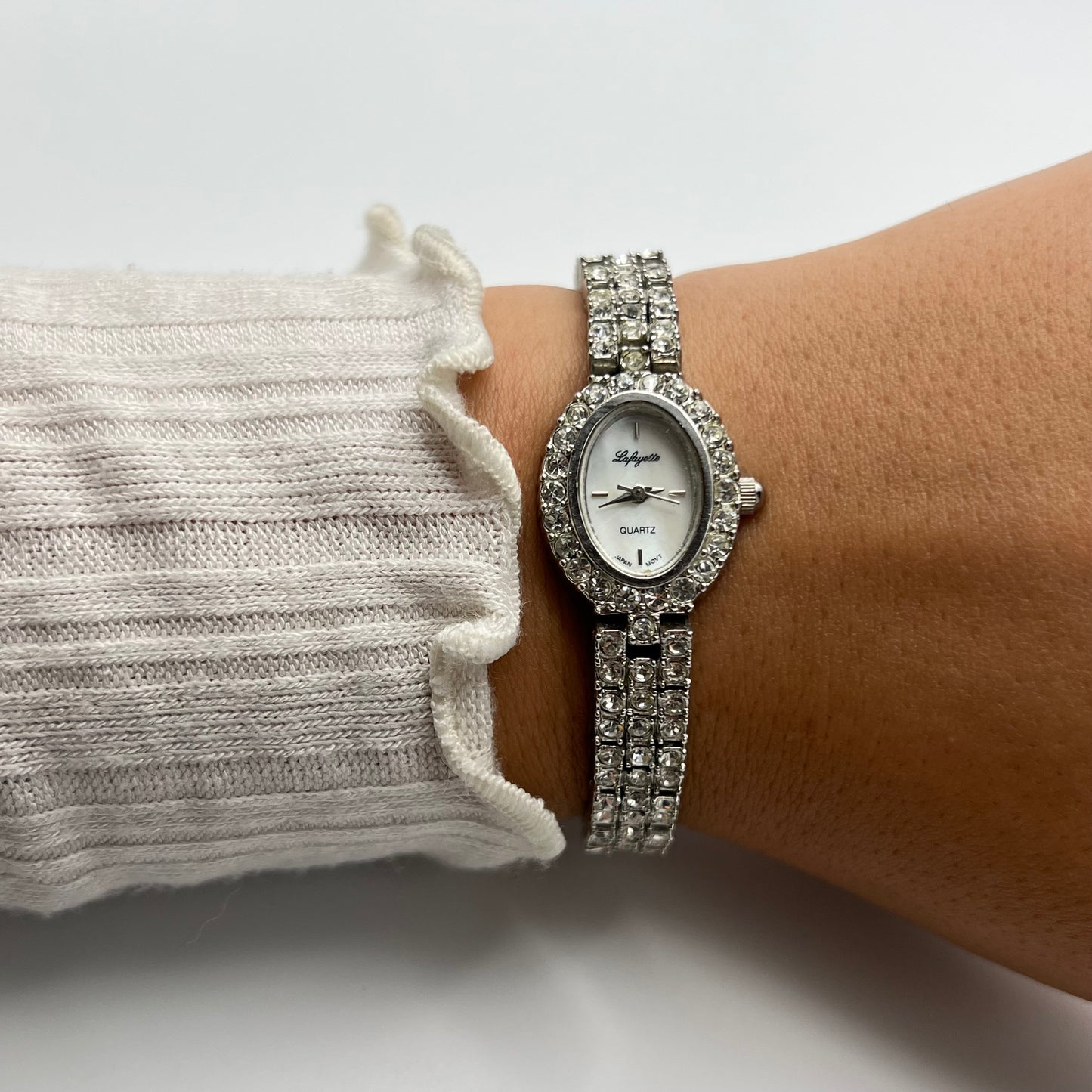 Diamanté Silver-Toned Watch