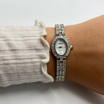 Diamanté Silver-Toned Watch