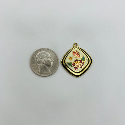 Cloisonné Butterfly Flower Pendant